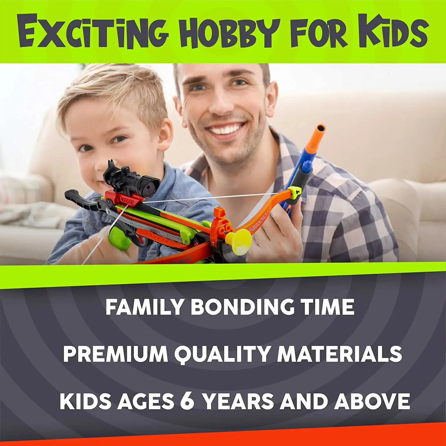 Top Rating Bow and Arrow Set Simulation Archery w/ LED Lights Suction Cup Arrows Quivers Standing Target Outdoor Toys for Kids