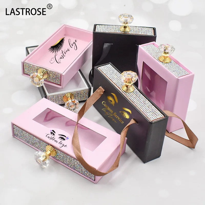 bling rhinestone your own logo eyelash packaging box private label diamond empty eyelashes cases for lashes