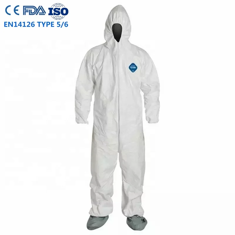 Одноразовые FDA @ 510K Tyvek 400 комбинезон Белый 65 г защитный коврик медицинский моющийся Водонепроницаемый анти-кровь EN1073-2