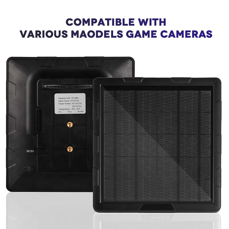 OEM IP68 waterproof high efficiency portable accessories 6v 12v solar panels for animal cameras with rechargeable battery 6000ma