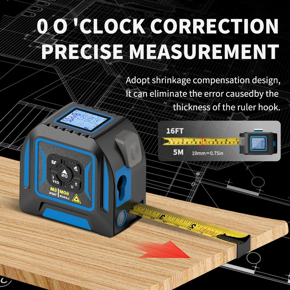 Multifunctional Intelligent Laser Distance Meter Tape Measure Instrument with Ruler Function