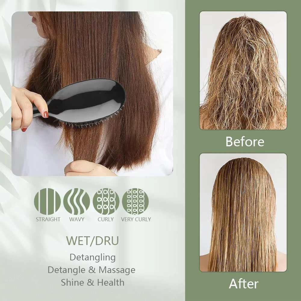 Extended Detangler Anti-static Good Best Hard Boar Bristle Hair Brushes Detangle Curly Hair Stylist Air Brush for Extended Hair