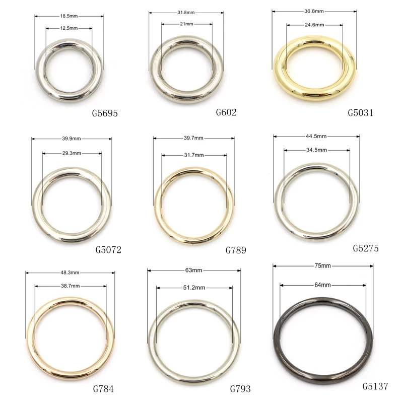Different Sizes Bag Hardware Buckle Zinc Alloy O Ring Custom Metal Bag Buckles