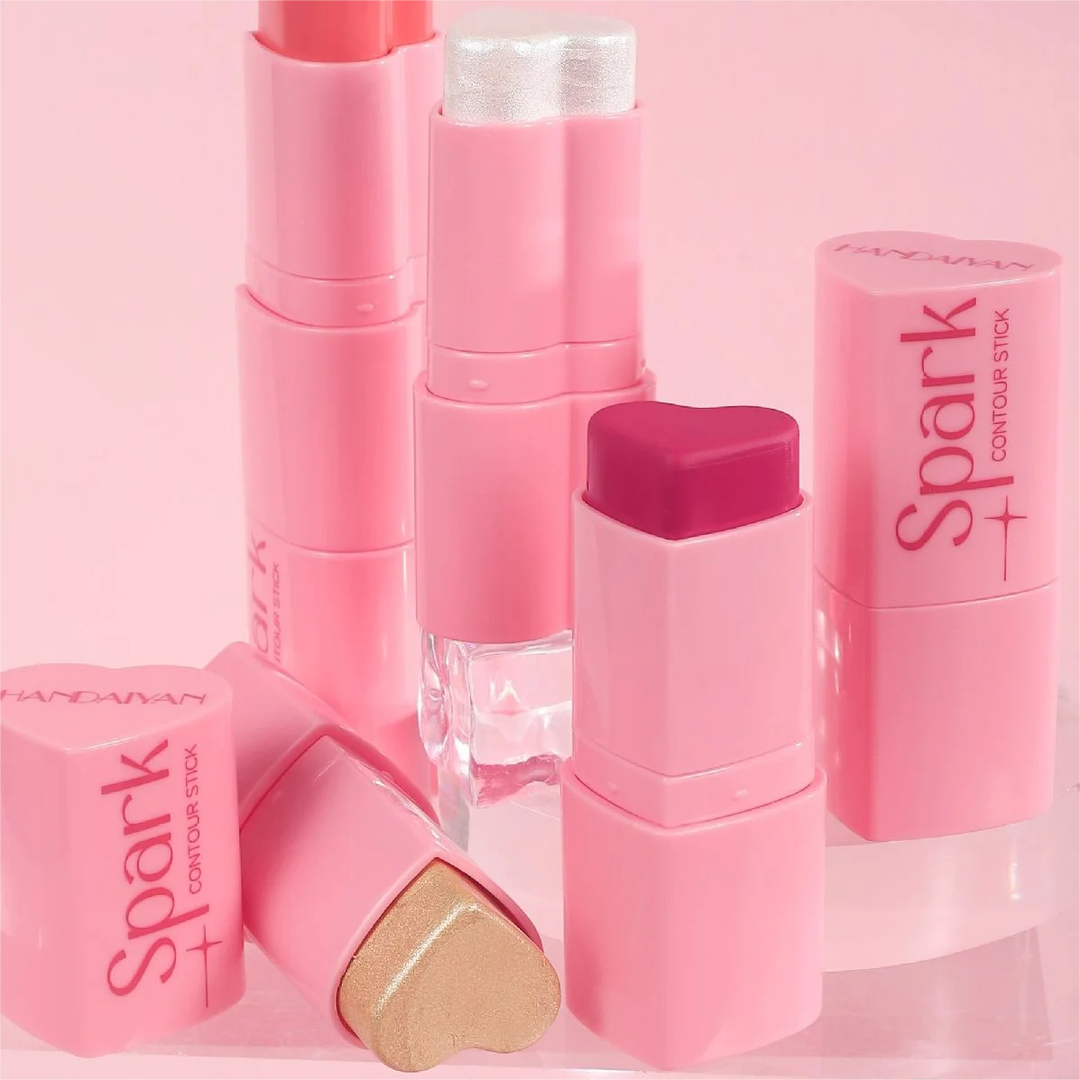 Private Label Blush Tint Stick Lip Stain Easy Apply Blush Highlighter Long Lasting Heart Shape Face Makeup Blush Stick