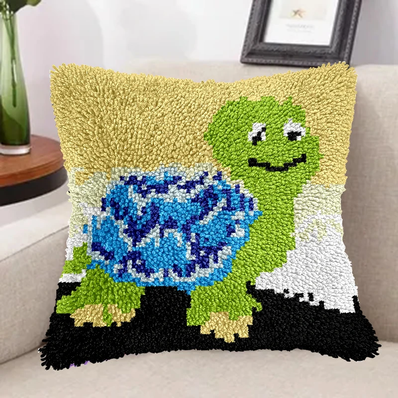 Custom Latch Hook Kits for Adults Printed Canvas Cross Stitches Crochet Yarn Kits Embroidery Needlework Turtle Latch Hook Kit