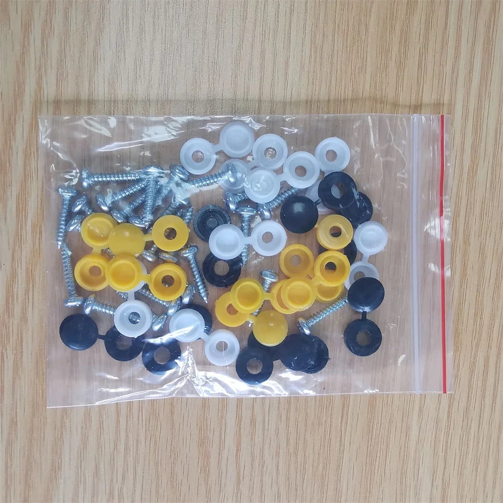 Universal Number License Plate Fixing Bolt Screws WIth Hinged Screw Covers