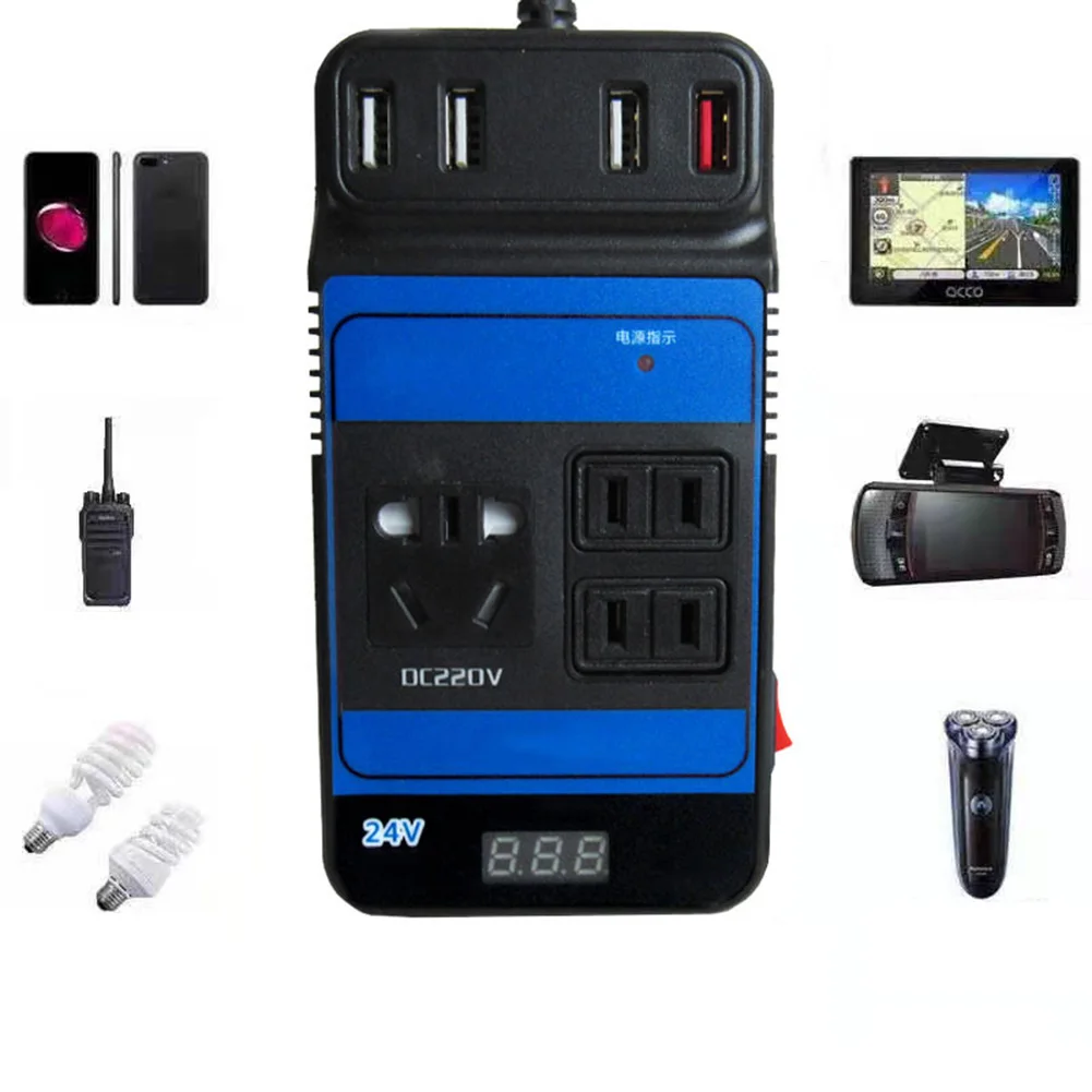 Converter Trip 4 USB DC AC Voltage Modified Convert Adapter Car Accessories DC 12V 24V To DC110V 220V 150W Car Power Inverter