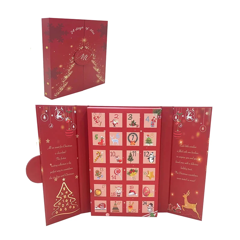 Best Quality Low Price 12 Drawer Boxes Black Advent Calendar Cardboard Box