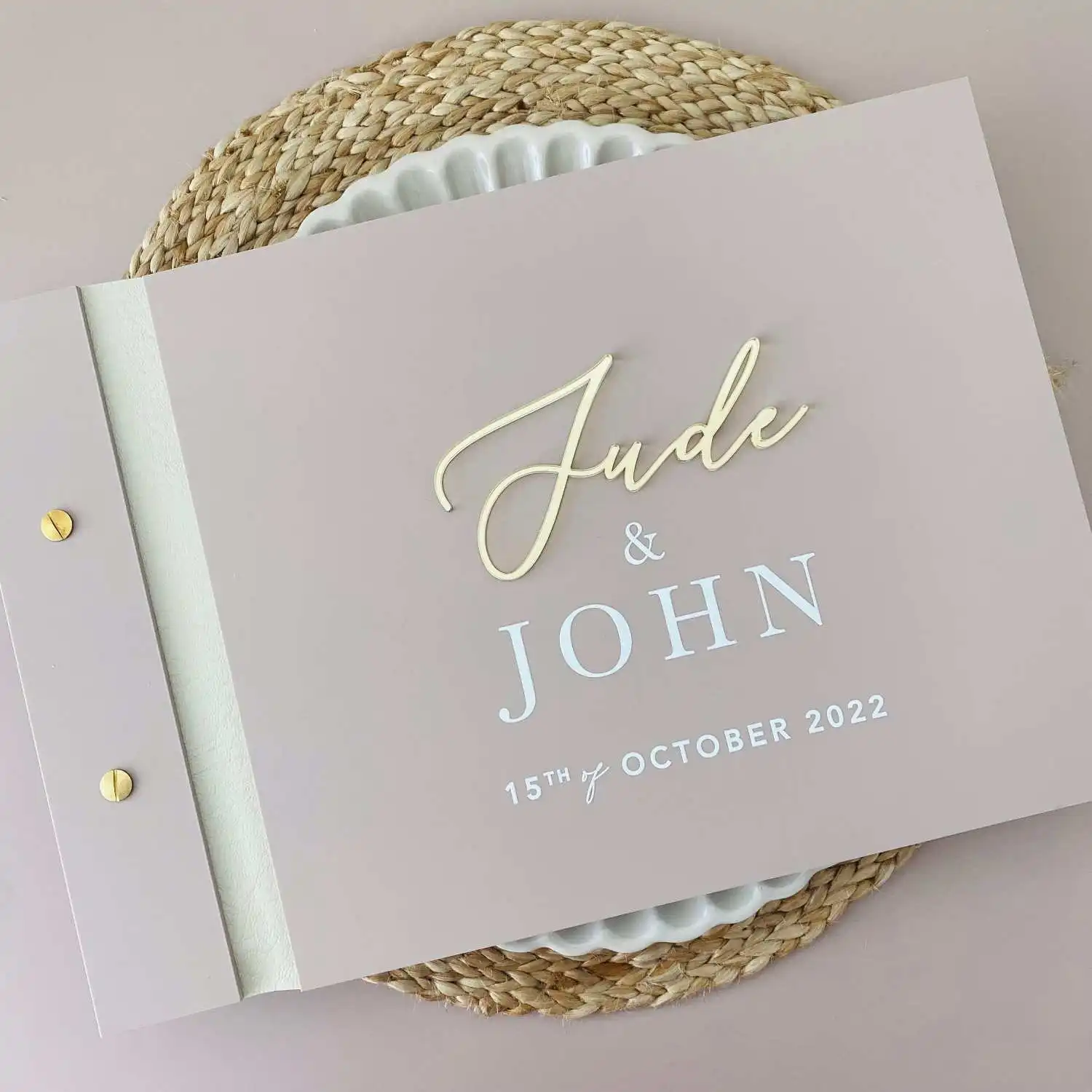 Custom Printing Blank Page A4 A5 Engagement Gifts Alternative Guestbook Sign Acrylic Wedding Guest Book Signs