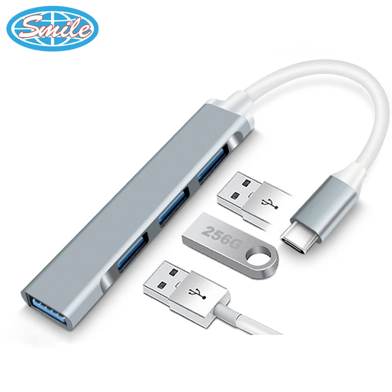 High Quality 4 in 1 Aluminum Desgin USB-C HUB 2.0 3.0 Multiport Adapter For  Laptop Mutil Function Adapter