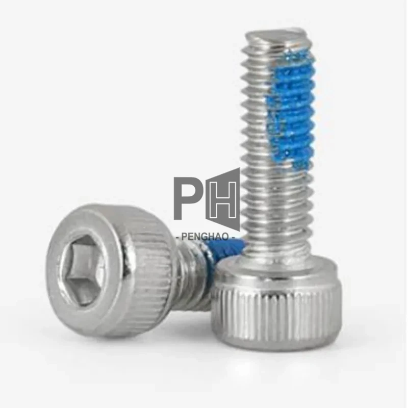 304 Stainless Steel Hex Socket Screws DIN912 M3 M4 M5 M6 M8 with Nylon Patch Blue Nylock DIN933 Fasteners