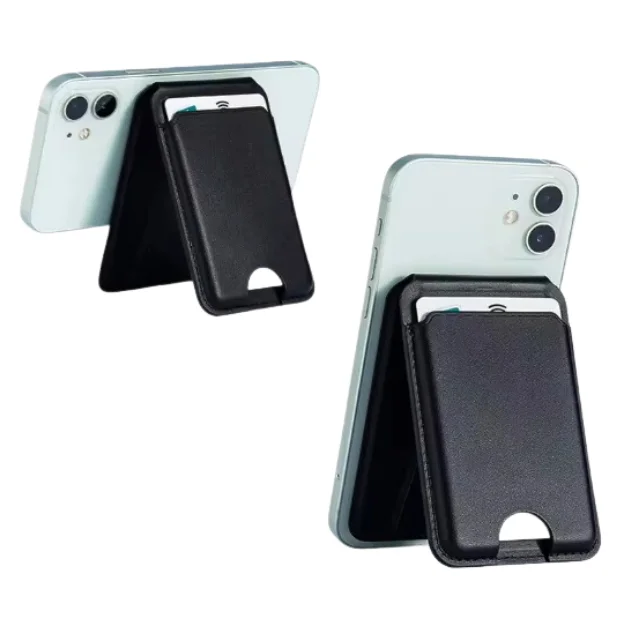 2024 Mobile phone stand strong magnetic leather phone wallet holder card holder business ceredit pocket men wallet for iphone