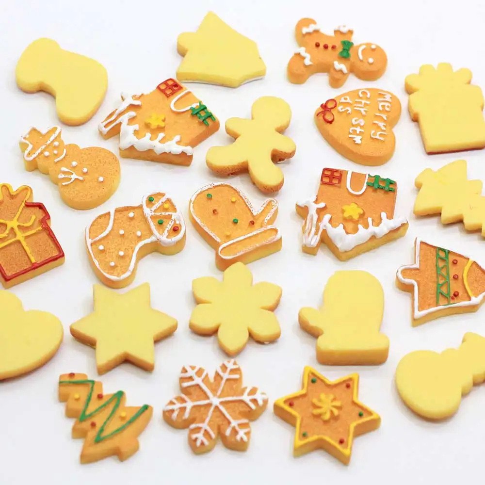 Christmas Gingerbread Cookie Cabochon Resin Flatback Kawaii DIY Craft Decoration