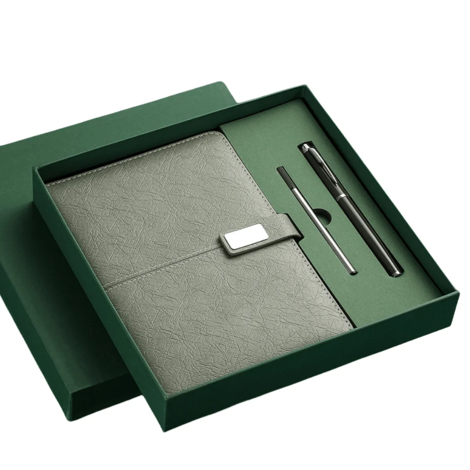 Custom Logo Notebook Metal A5 Diary Pen Business Gift Set USB Branding Corporate Promotional Gift Items