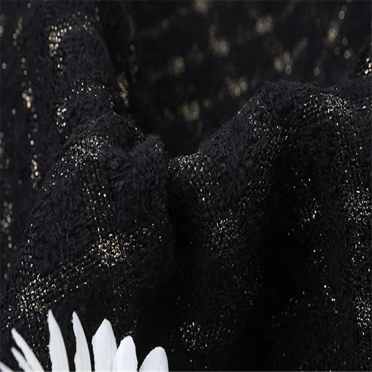 Hign Quality Gold Wire Mesh Fabric Woolen Woven Tweed Fabric Fashion Classic Bags Shoes Hats