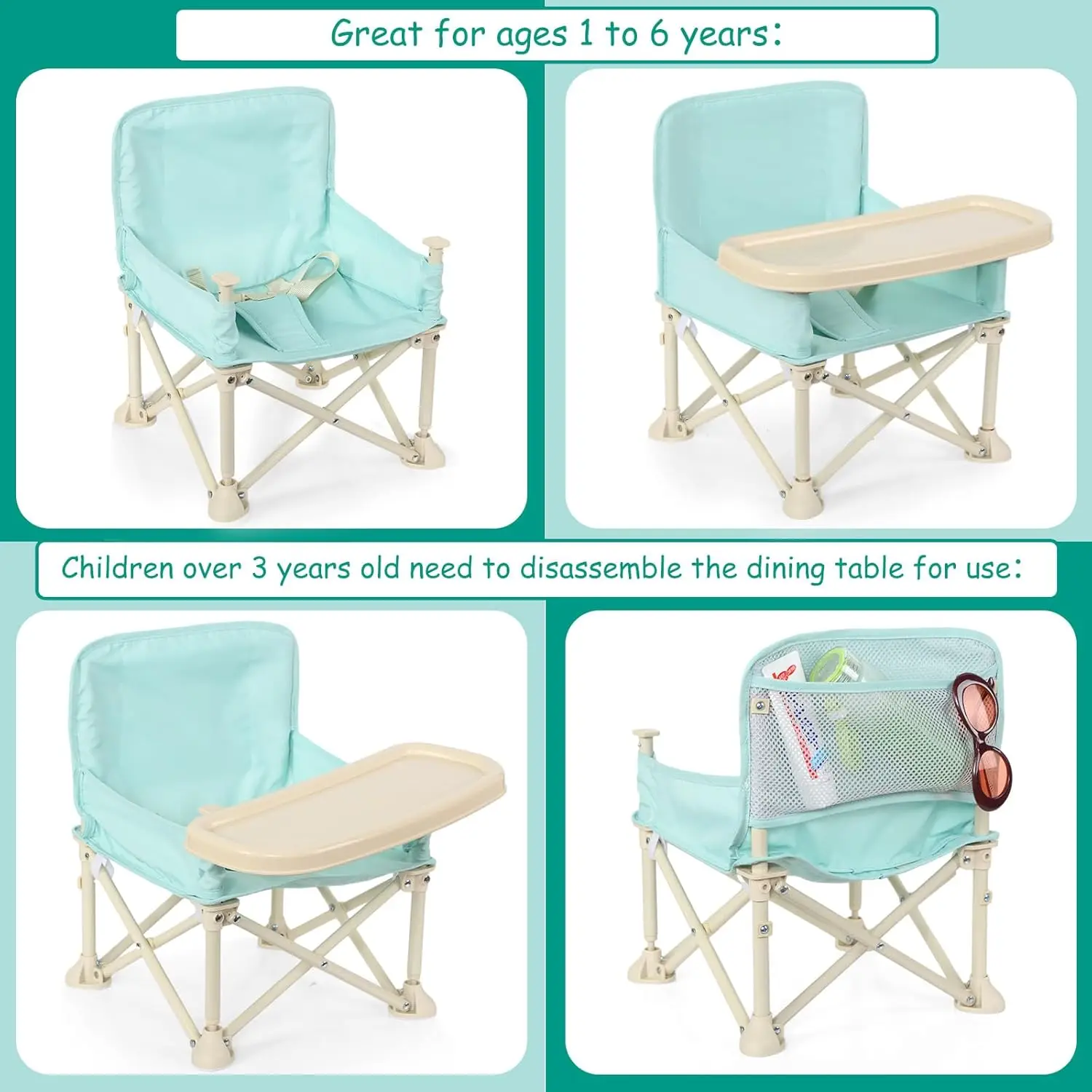 OEM Sillas Para Comer De Bebe Baby Beach Camping Chair with umbrella Silla Multifuncional de pp para comer alimentos para bebes