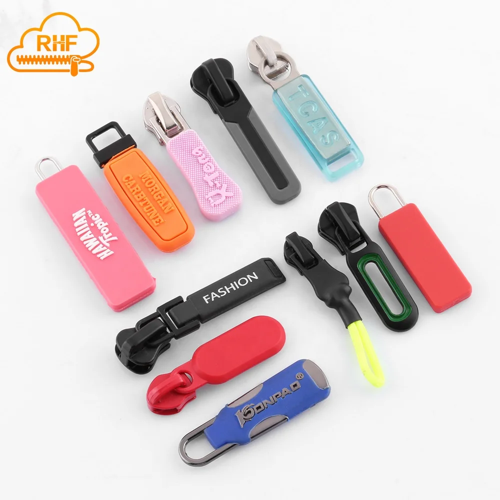  High quality rubber zipper slider 3# 5# Soft pull Bag plastic
