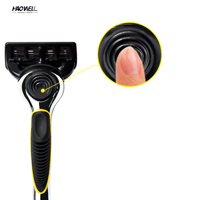 HW-B502DR Five 5 Blade system razor stainless steel sharp blade mens shaving razor with rubber metal handle