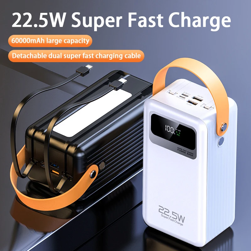 New 60000mah High Capacity Portable Powerbank 22.5w Pd 3.0 Fast Charging Battery For Laptop/ipad Outdoor Camping Power Bank