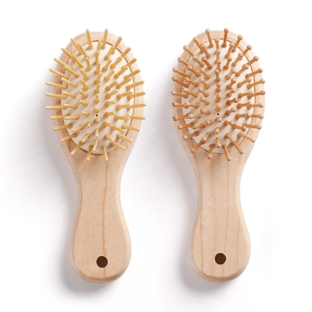 
Mini portable wooden detangling paddle hair brush kids pocket brush detangler travel use 