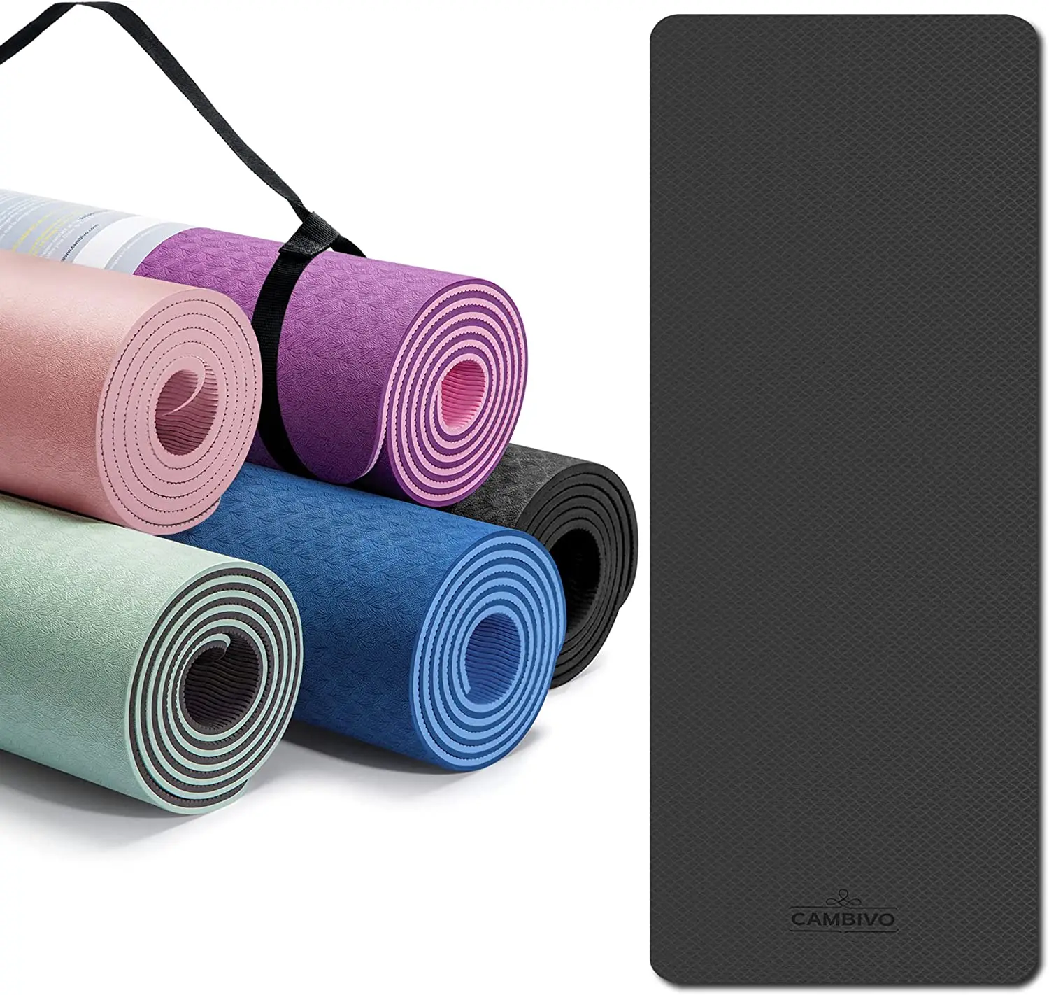 Sansd Manufacturer Eco-fridenly Yoga Pilates 4/6/8/10mm Opp Bag Purple Pink Blue Red Black 183cm No-slip Tpe Yoga Mat