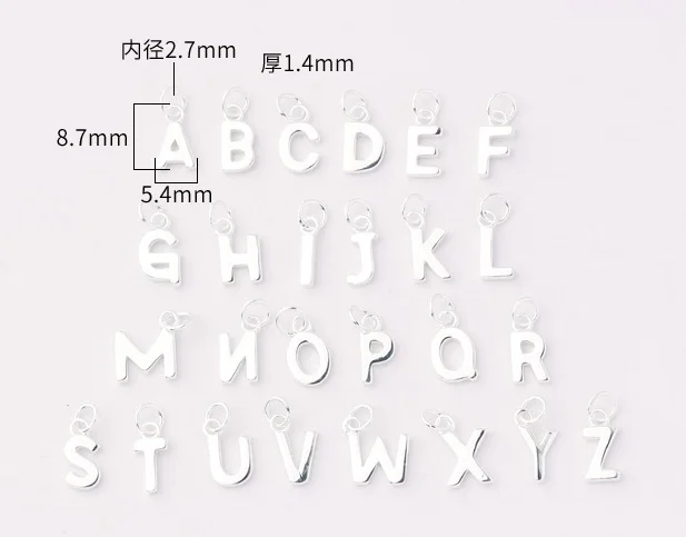 925 Sterling Silver Fashion Sweet 26 Letters Pendant For Women Girls Wish Fine DIY Necklaces Bracelets Accessories Jewelry