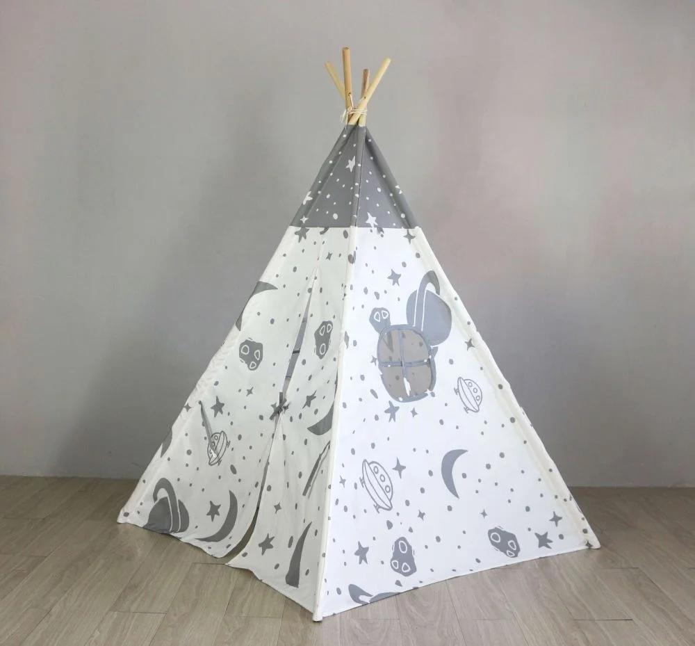 Wholesale Factory OEM Cheap Wooden Wigwam Indian Sleepover Tent Children Play House Teepee for Kids Games