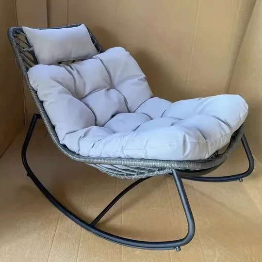 Wholesale Indoor Outdoor Garden Sun Living Room Lounge Chair Balcony Waterproof Rattan Rocking Chair with Good Quality