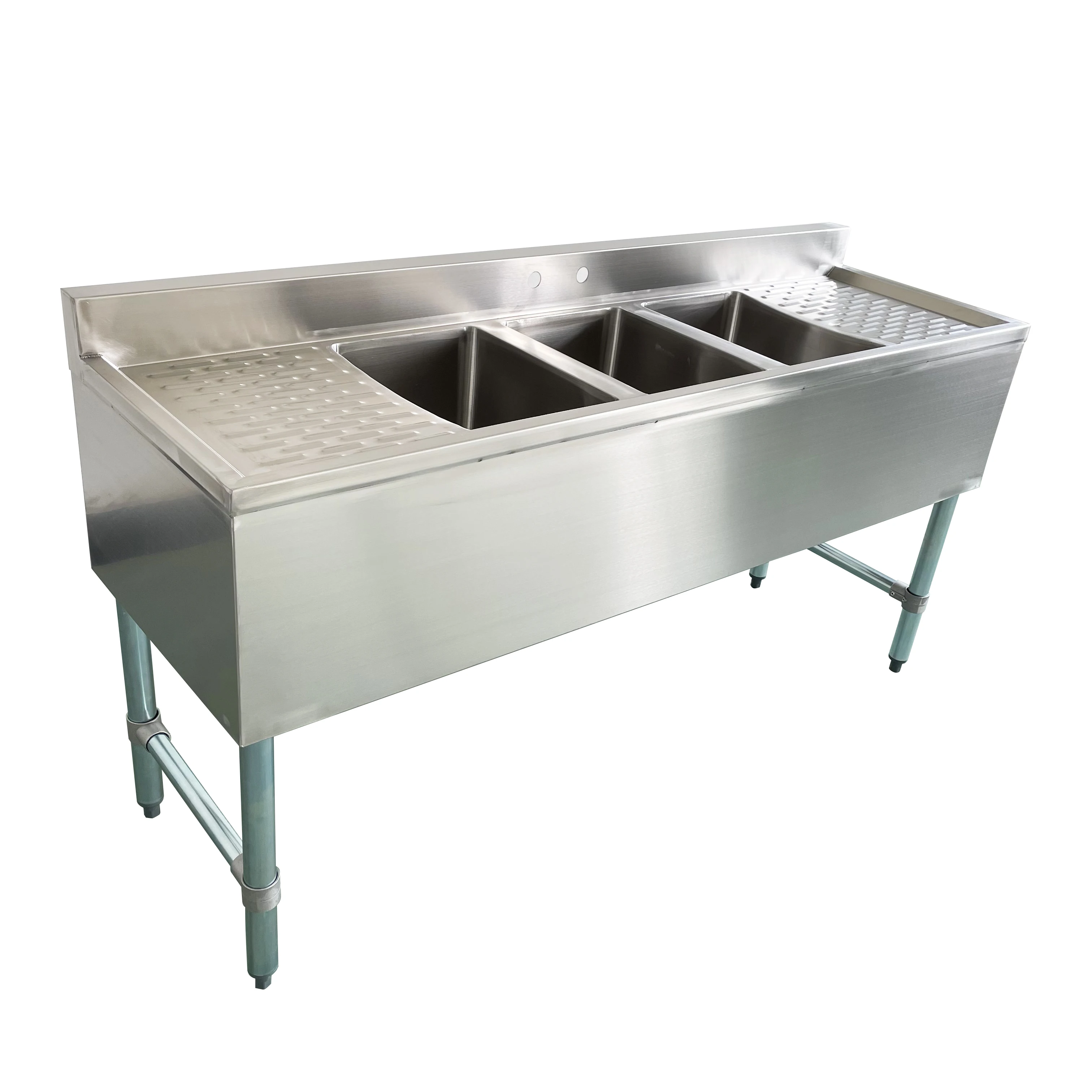 Jincheng NSF Free standing customized Commercial Adjustable Stainless Steel with drainboard one tub apron sink
