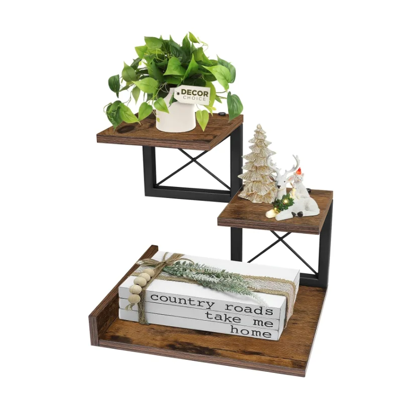 3 Tier Storage Shelf Riser Display Stand Desk Shelf Organizer  Wood Desktop Organizer Small Bookshelf