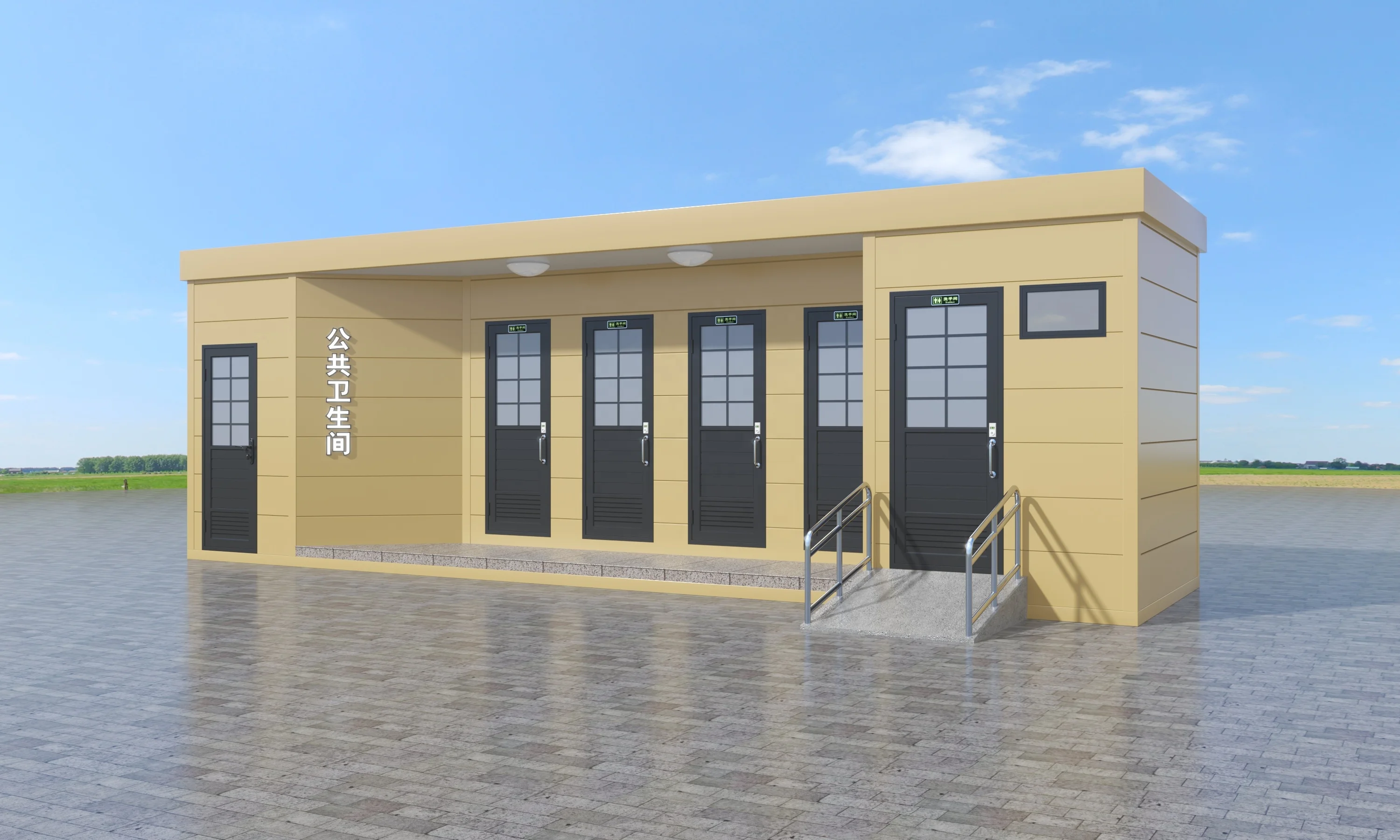 Prefabricated easy install construction site standard modular movable public shipping container toilet portable shower cabin