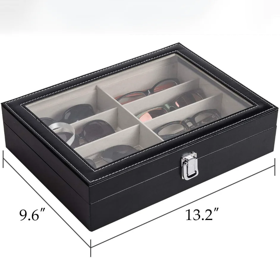 Leather Multi Sunglasses Organizer for Women Men, Eyeglasses Eyewear Display Case