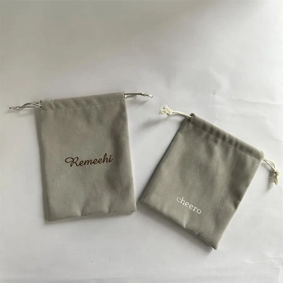 Wholesale High Quality Small Velvet Luxury Gift Packaging Bag Suede Drawstring Jewelry Pouch With Logo