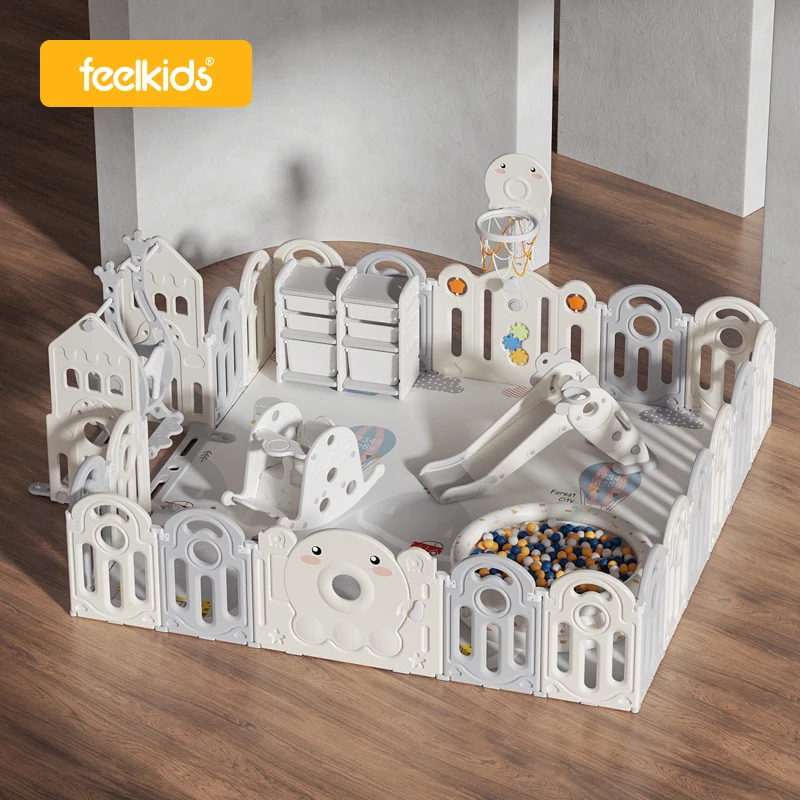 Customizable Amazon Hot Sale Free Samples Children Folding Play Yard Large Latest Plastic Safety Fence Kids Playpens With Gate