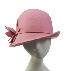 Женская шерстяная фетровая сумка-мешок Кентукки Дерби шляпы-колокол в форме шляпы из сатина с украшениями в виде цветов и с галстуком-бабочкой, праздничное платье из органзы, свадебное платье шляпа Свадебные флоппи шляп