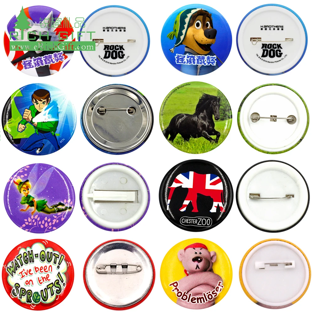 Different Shapes Tin Button Badge in Cute Style for Accessories