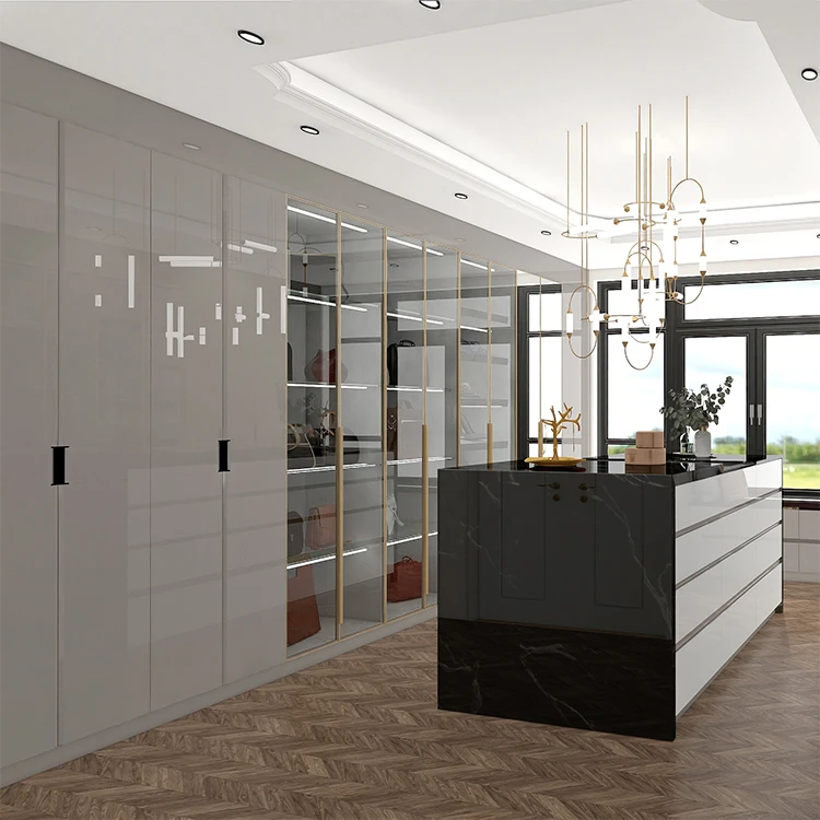 Cheap price custom made white wood storage cabinet wardrobes furniture design modern bedroom glass door wardrobe