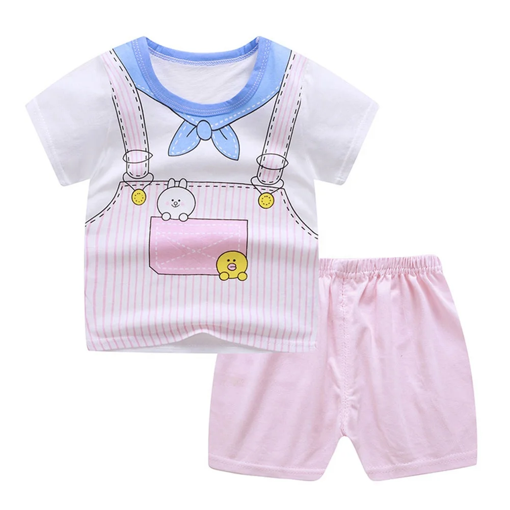 Good Price Summer Children Clothes Set 100% Cotton Short Sleeve 2pcs Baby Clothes Set Wholesale