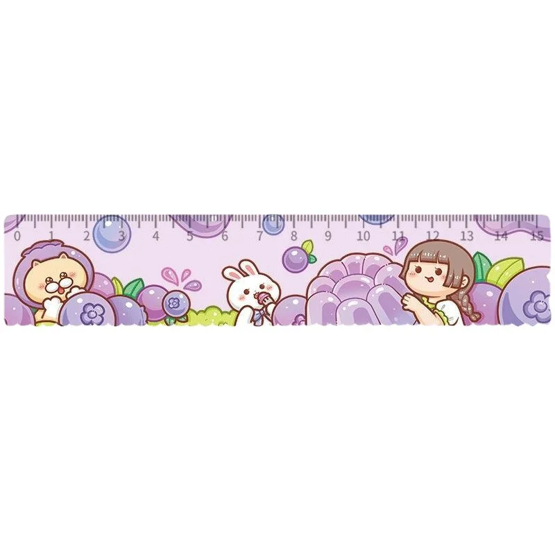 Acrylic ruler 15cm cute girl cartoon hand net measuring straight ruler students straight wave ruler