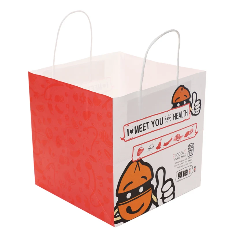 Custom Logo Extra Large Brown Kraft Paper Bag With Twisted Paper Handle For Pizza And Cake