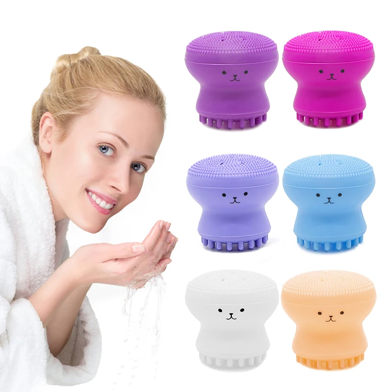 
1PC Silicone Face Cleansing Brush Facial Cleanser Pore Cleaner Exfoliator Face Scrub Washing Brush Skin Care Octopus Shape 