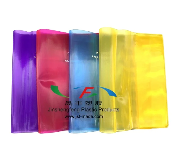 Multi Color Plastic Mini Cash Book PVC Cash Case Translucent Cash Wallet