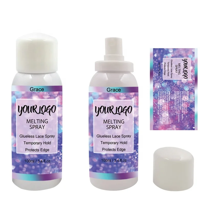 Private label Temporary Extreme Hold Glueless Wig Lace Melting Spray Hair Adhesive Glue Spray For Fasten protect lace edge