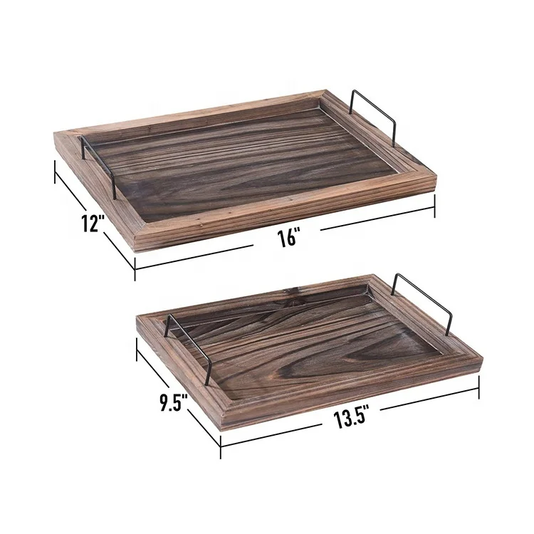 Деревенские Деревянные сервировочные подносы с ручкой, домашний декоративный открытый деревянный поднос из павловнии