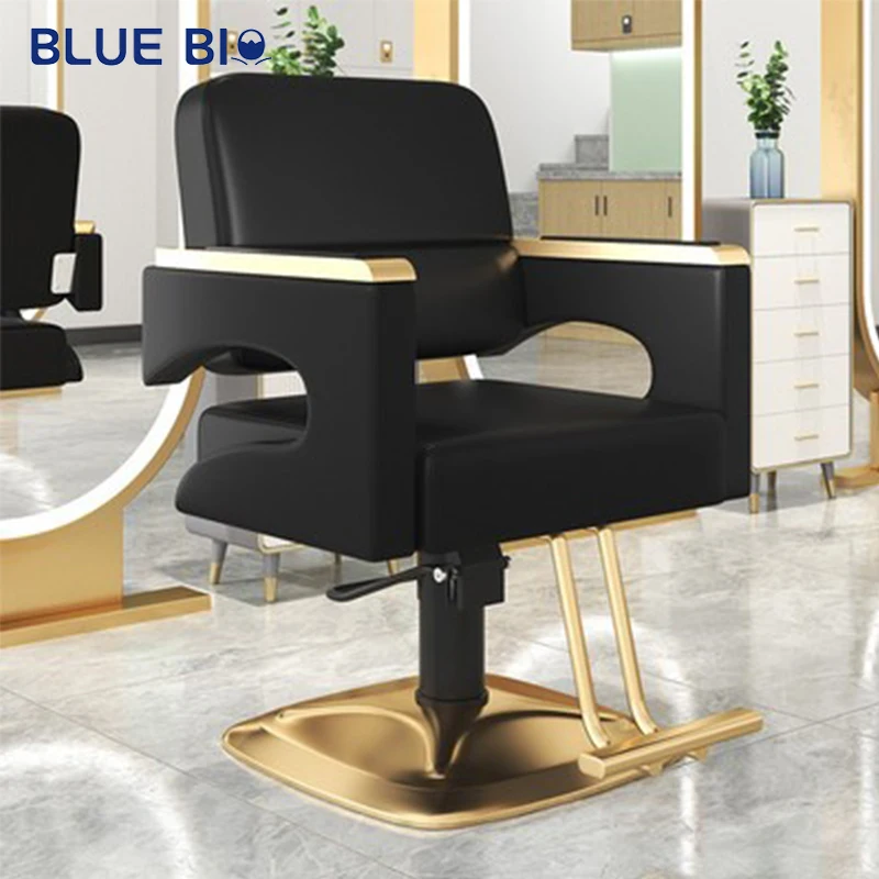 Modern Simple Golden Stainless Steel Armrest Hair Cutting Chair Adjustable Rotating Barber Shop Hair Salon Chair