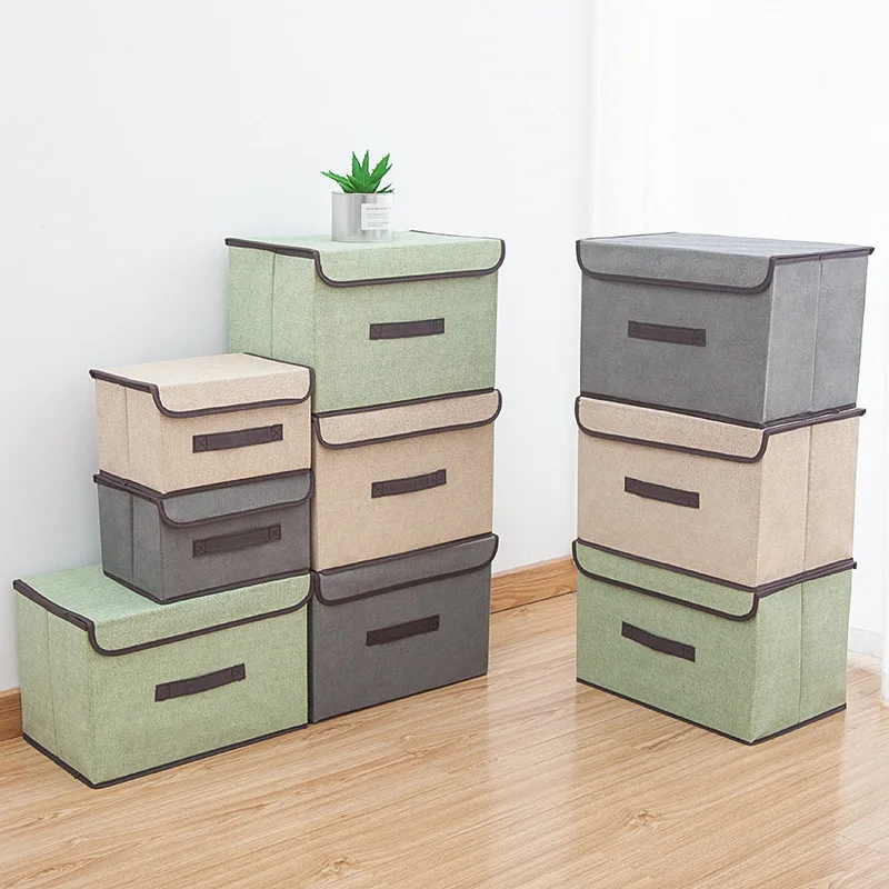 Modern Nonwoven Fabric Storage Organizer Flip-Top Lid and Handle Foldable Stackable Closet for Clothing Organization