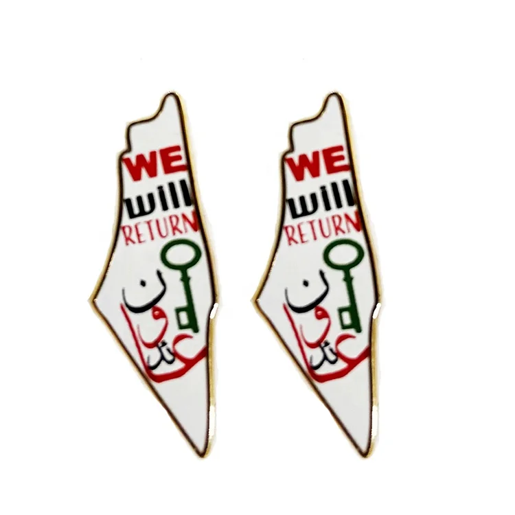 Manufacturers Custom Enamel Pin Palestine Flag Blank Print Gold Plating With Epoxy Lapel Gift Pins Hat Collar Badges