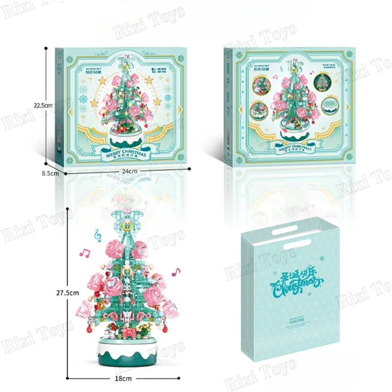 LELE BROTHER 9017/9018 Creative And Fun Christmas Tree Lighting Music Box Decoration Toys Gifts for gril Building Blocks Sets