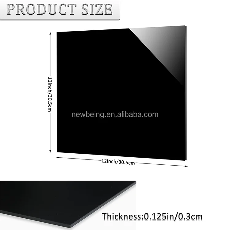 Black Cast Plexiglass Sheets for DIY Display, Handcraft, Home Decor, Painting, Display Stand