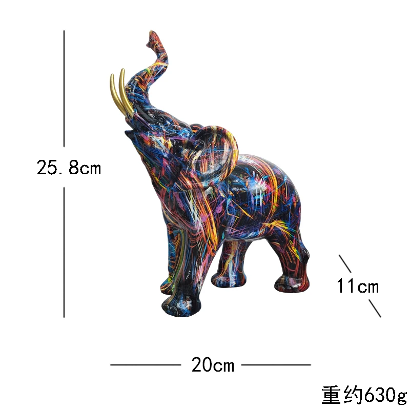 Beautiful High Quality Transfer Printing Animal Figurines Statue Home Decoration in Resin Elephant